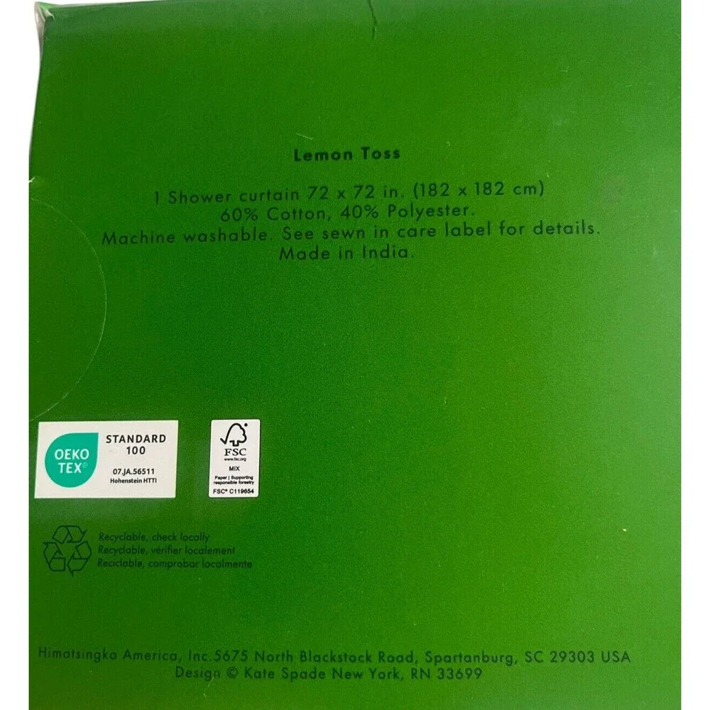 kate spade new york Shower Curtain Lemon Tree Yellow Green White Lemons 72X72